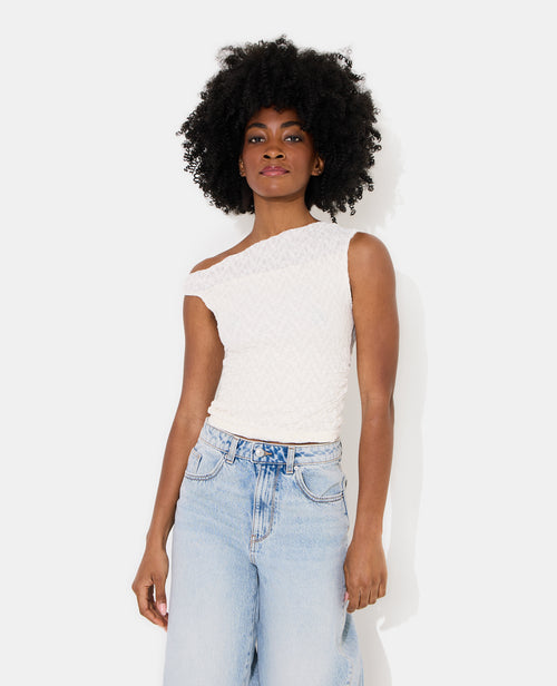 Top asymétrique en dentelle - PIMKIE - 5