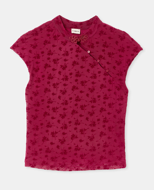 Top col mao en résille avec motif fleurs - PIMKIE - 4