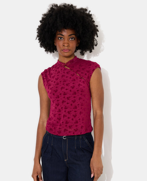 Top col mao en résille avec motif fleurs - PIMKIE - 5