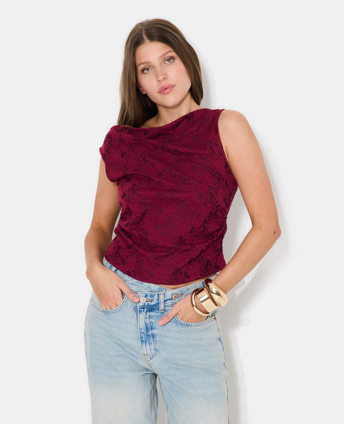 Top sans manches effet jacquard motif fleurs - PIMKIE - 5