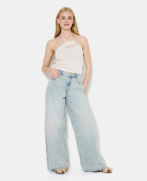 Top dos-nu en maille ajourée avec fleurs - PIMKIE - 3