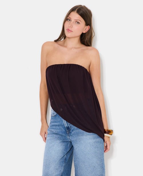 Top bustier asymétrique en voile - PIMKIE - 1