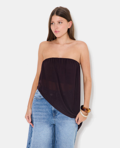 Top bustier asymétrique en voile - PIMKIE - 5