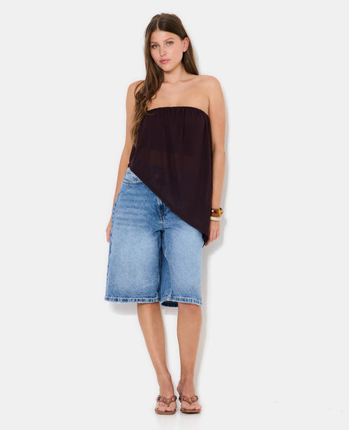 Top bustier asymétrique en voile - PIMKIE - 7