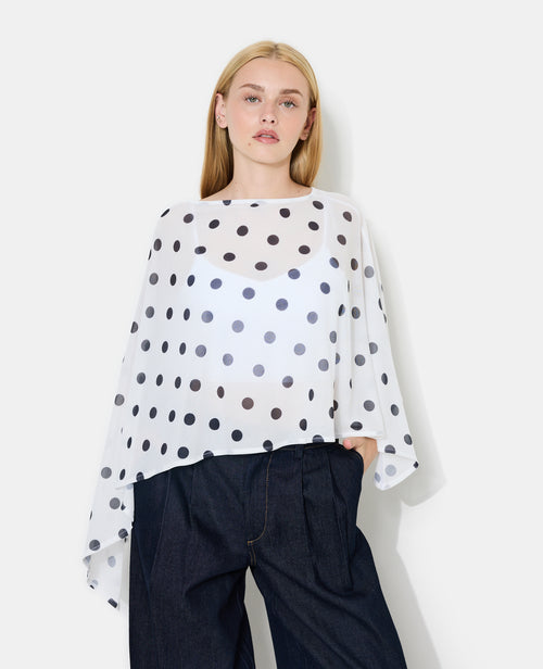 Top cape asymétrique en voile motif pois - PIMKIE - 2