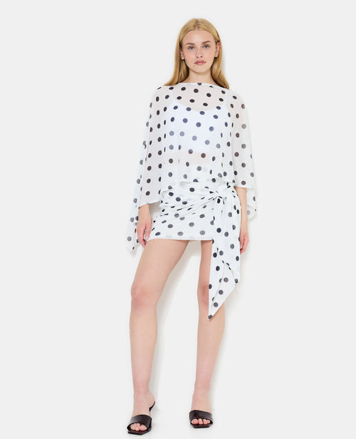 Top cape asymétrique en voile motif pois - PIMKIE - 3