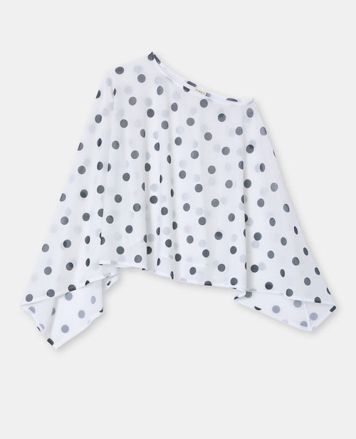 Top cape asymétrique en voile motif pois - PIMKIE - 4