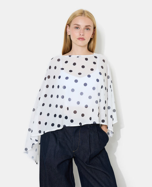 Top cape asymétrique en voile motif pois - PIMKIE - 5