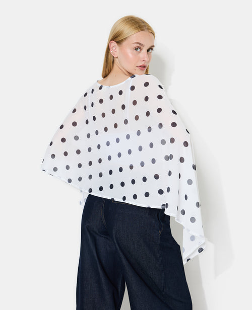 Top cape asymétrique en voile motif pois - PIMKIE - 6