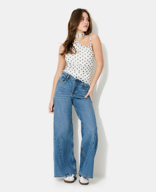 Top asymétrique avec écharpe intégrée motif pois - PIMKIE - 3