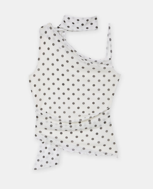 Top asymétrique avec écharpe intégrée motif pois - PIMKIE - 4