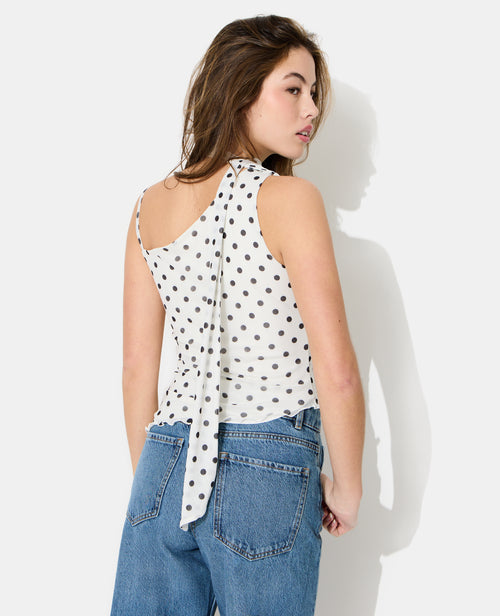 Top asymétrique avec écharpe intégrée motif pois - PIMKIE - 6