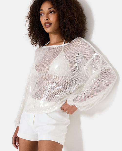 Top en maille ajourée avec sequins transparents - PIMKIE - 2