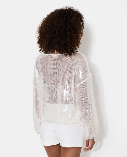 Top en maille ajourée avec sequins transparents - PIMKIE - 6