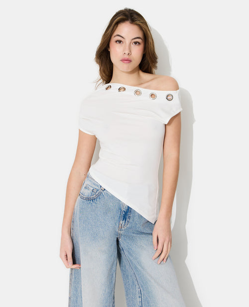 Top asymétrique avec œillets métalliques - PIMKIE - 1
