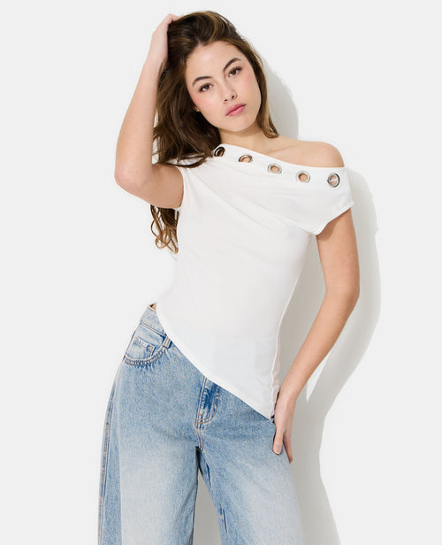 Top asymétrique avec œillets métalliques - PIMKIE - 5