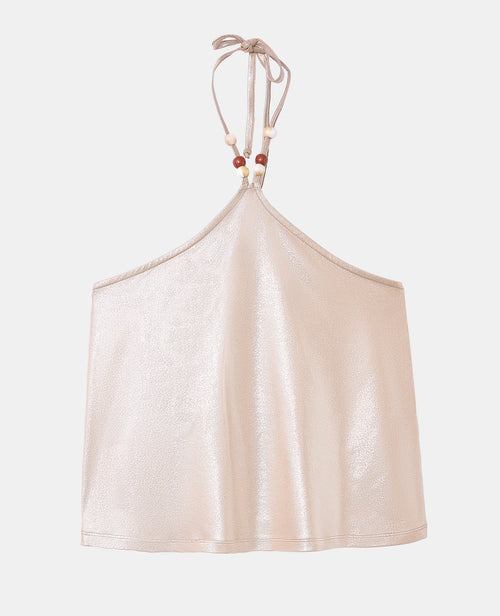 Top dos-nu doré avec perles - PIMKIE - 4
