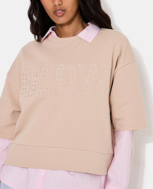 Sweat manches courtes avec broderie et clous étoiles - PIMKIE - 2