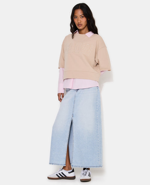 Sweat manches courtes avec broderie et clous étoiles - PIMKIE - 3