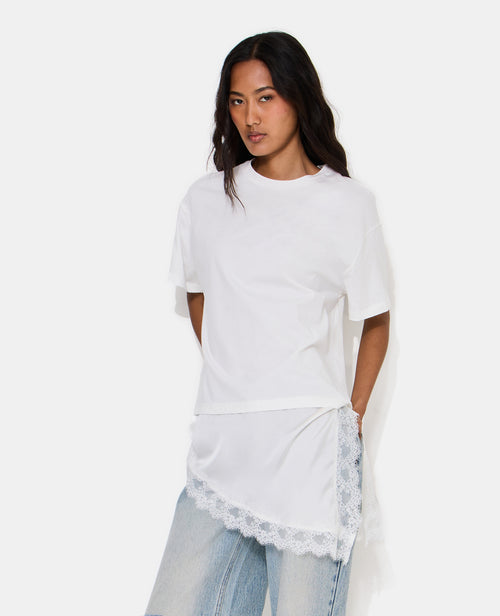 T-shirt oversize avec empiècement satin et dentelle - PIMKIE - 1