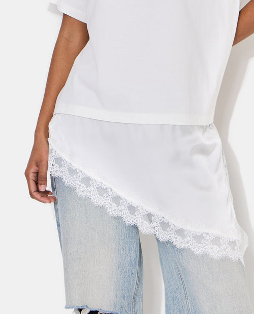 T-shirt oversize avec empiècement satin et dentelle - PIMKIE - 2