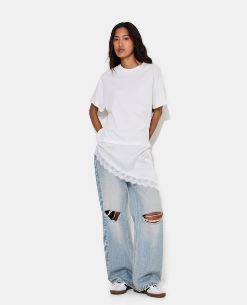 T-shirt oversize avec empiècement satin et dentelle - PIMKIE - 3