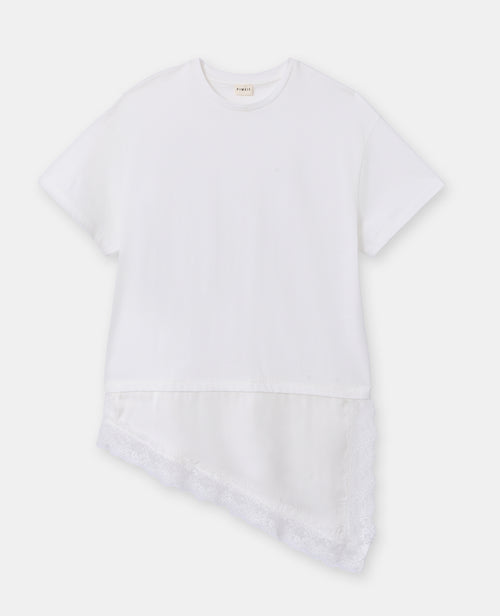 T-shirt oversize avec empiècement satin et dentelle - PIMKIE - 4