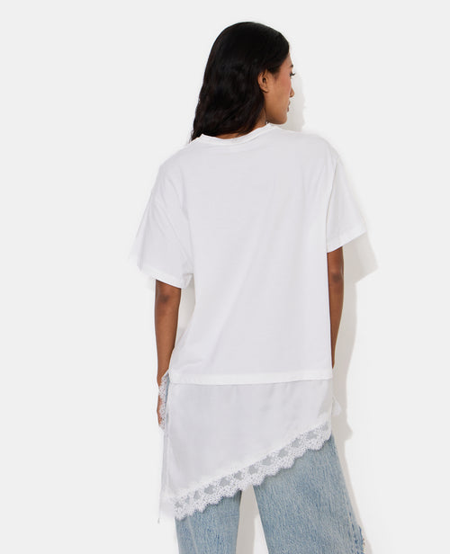 T-shirt oversize avec empiècement satin et dentelle - PIMKIE - 6