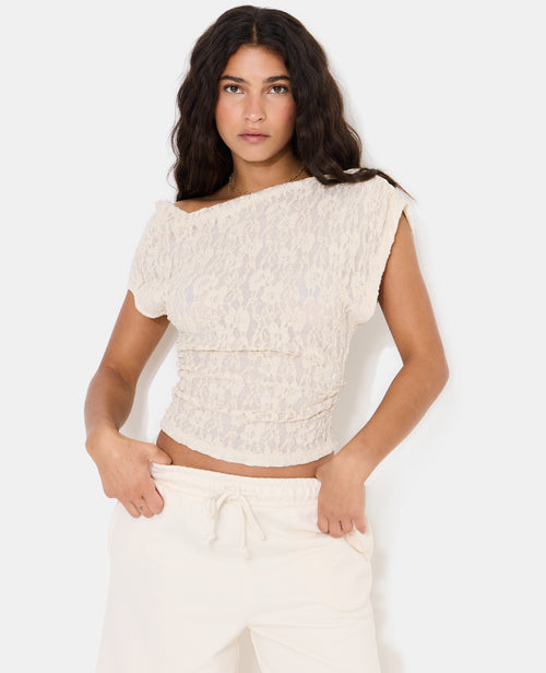 Top asymétrique en dentelle - PIMKIE - 1