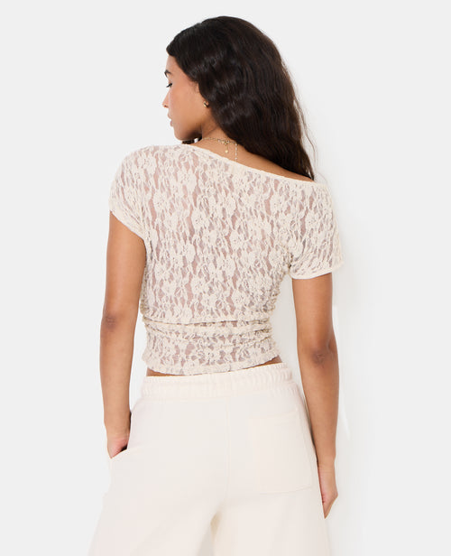 Top asymétrique en dentelle - PIMKIE - 6