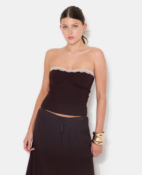 Top bustier façon corset avec dentelle - PIMKIE - 1