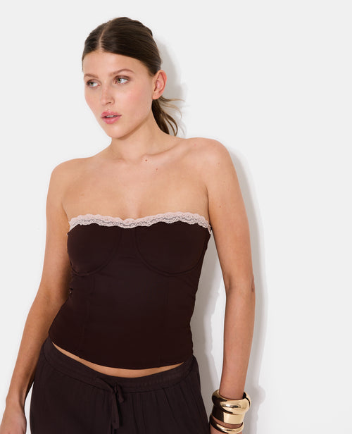 Top bustier façon corset avec dentelle - PIMKIE - 5