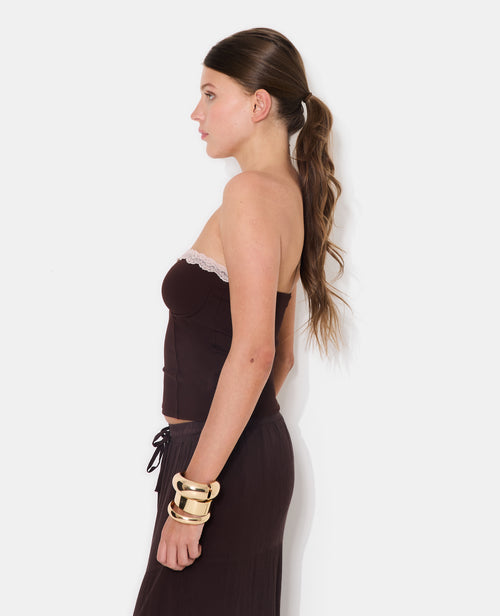 Top bustier façon corset avec dentelle - PIMKIE - 1