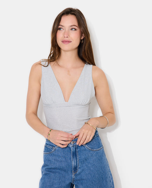 Débardeur en maille avec lurex encolure V - PIMKIE - 1