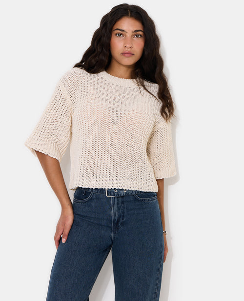 Pull en maille ajourée façon filet de pêche - PIMKIE - 1