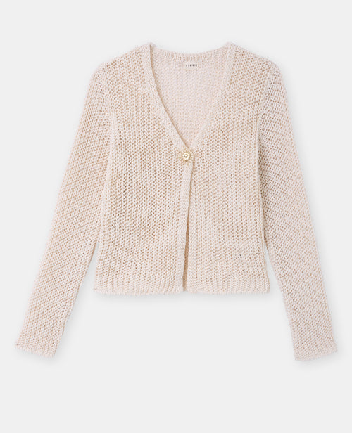 Gilet en maille ajourée avec bouton soleil - PIMKIE - 4