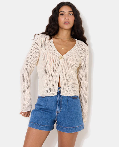 Gilet en maille ajourée avec bouton soleil - PIMKIE - 5