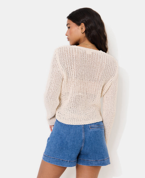 Gilet en maille ajourée avec bouton soleil - PIMKIE - 6