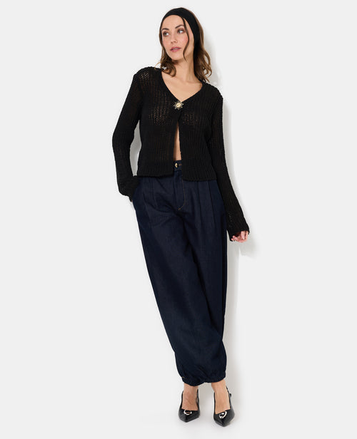 Gilet en maille ajourée avec bouton soleil - PIMKIE - 3