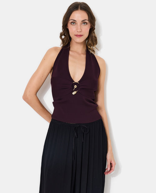 Top en maille dos-nu avec détail bijou poitrine - PIMKIE - 1