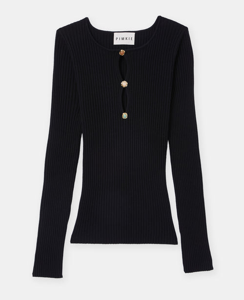 Pull fin maille côtelée avec boutons fantaisie - PIMKIE - 4