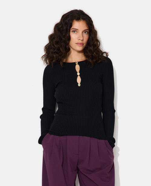 Pull fin maille côtelée avec boutons fantaisie - PIMKIE - 5