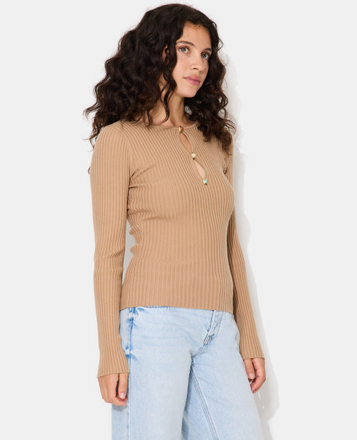 Pull fin maille côtelée avec boutons fantaisie - PIMKIE - 1