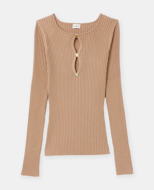 Pull fin maille côtelée avec boutons fantaisie - PIMKIE - 4