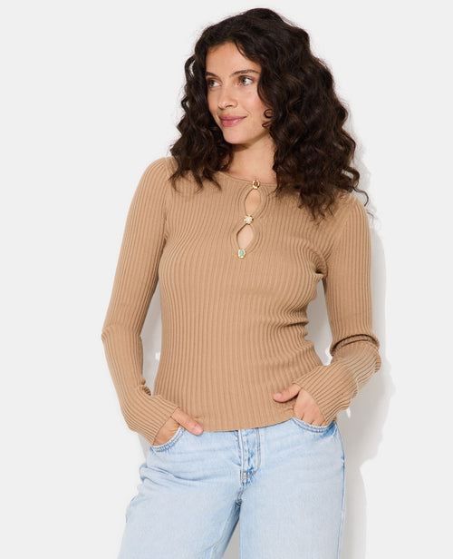 Pull fin maille côtelée avec boutons fantaisie - PIMKIE - 5