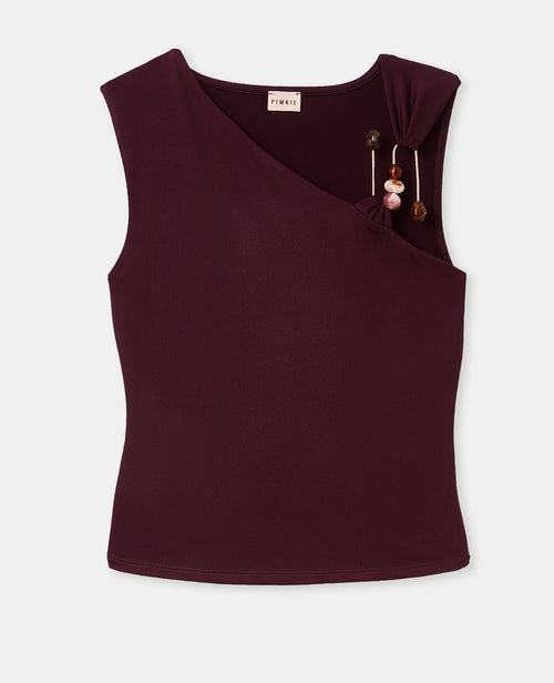 Top asymétrique avec détail bijou et pierres - PIMKIE - 4