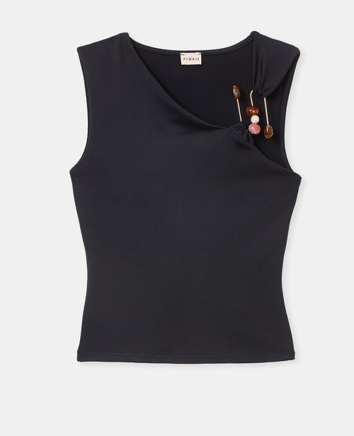 Top asymétrique avec détail bijou et pierres - PIMKIE - 4