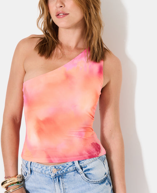 Top asymétrique one shoulder motif fleurs - PIMKIE - 2
