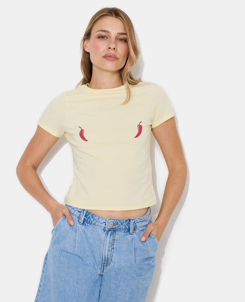 T-shirt ajusté avec prints piments poitrine - PIMKIE - 1