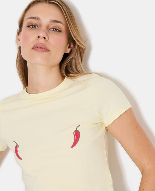 T-shirt ajusté avec prints piments poitrine - PIMKIE - 2